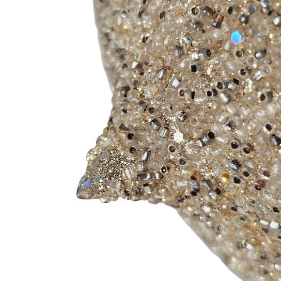 Beaded Onion Shape Christmas Ornament Gold Silver 5x4.5" Holiday Decor Christmas - Picture 7 of 16